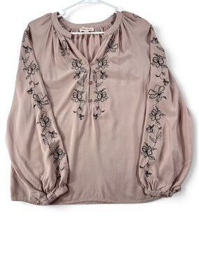 Embroidered Vintage Threads Women’s M Peasant Tunic Top in Dusty Rose